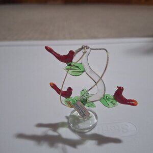 Schmid 1983 glass Christmas ornament 3 birds on a tree branch